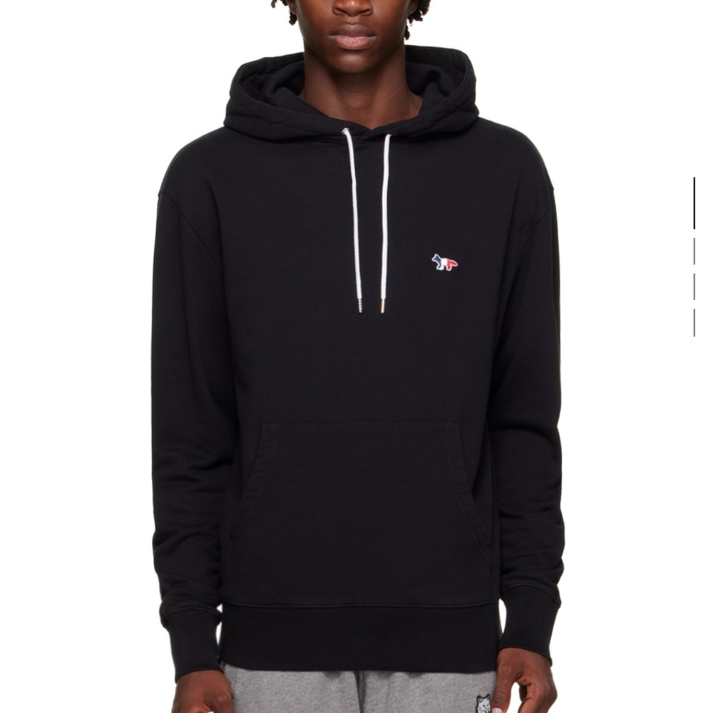 MAISON KITSUNE Black Tricolor Fox Hoodie - Medium